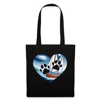 Segeln Segelsport Hund Segler Segelschiff Hunde - Stoffbeutel - Schwarz - Vorne