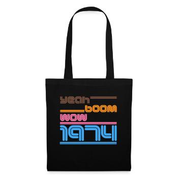 Vintage 1974 Shirt Retro yes Boom Wow - Tote Bag - black - Front