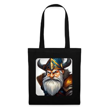 Petit gnome nain lutin grincheux - Sac en tissu - noir - Devant