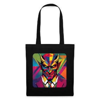 Diable avec costume et cravate dans un style rétro coloré - Sac en tissu - noir - Devant