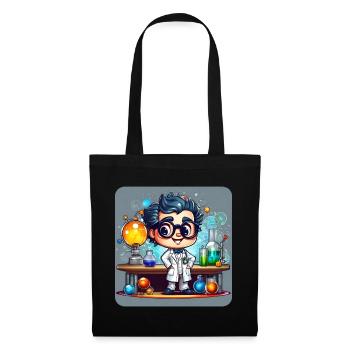 Cute professor with glasses in lab - Tote Bag - black - Front