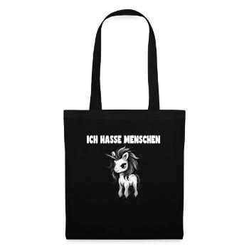 Lustiges Einhorn Design mit Spruch - Stoffbeutel - Schwarz - Vorne