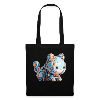 Chat Robot Abstrait Coloré - Sac en tissu - noir - Devant