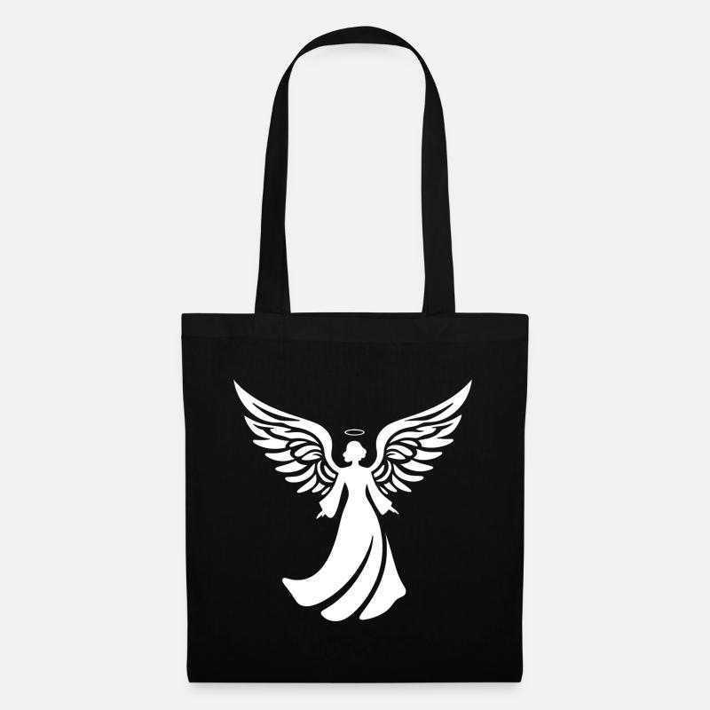 engel silhouette weihnachten heiligenschein - Stoffbeutel - Schwarz