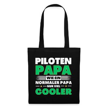 Piloten Papa wie ein normaler nur viel cooler - Stoffbeutel - Schwarz - Vorne