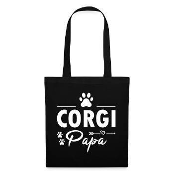 Chien Corgi Papa - Sac en tissu - noir - Devant