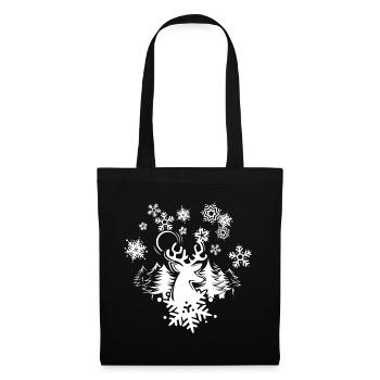renne neige Noël neige forêt hiver Noël - Sac en tissu - noir - Devant