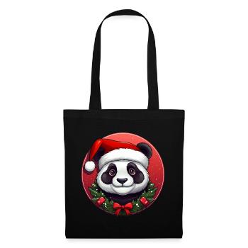 Panda Weihnachten - Stoffbeutel - Schwarz - Vorne
