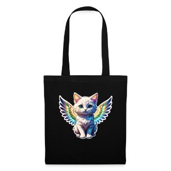chat avec des ailes - Sac en tissu - noir - Devant