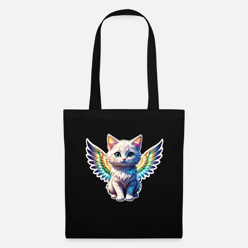 Katze mit Flügeln - Stoffbeutel - Schwarz