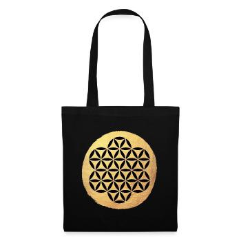 Yoga Kreis Flower of Life Gold Muster om Namaste - Stoffbeutel - Schwarz - Vorne
