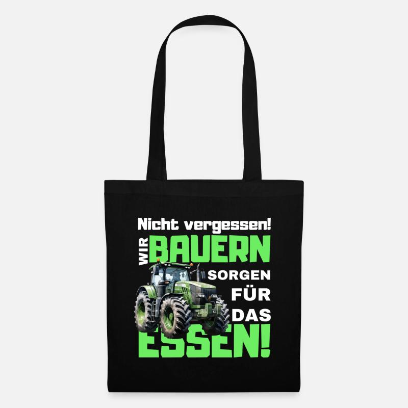 Bauern Demo Spruch lustig mit Traktor - Stoffbeutel - Schwarz