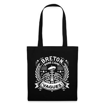 breton dans l'âme fier de mes vagues,marin breton - Sac en tissu - noir - Devant