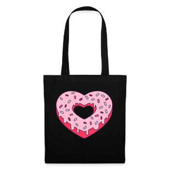 Herz Donut - Stoffbeutel - Schwarz - Vorne