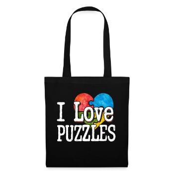 I Love Puzzles Piece Jigsaw Puzzle - Tote Bag - black - Front