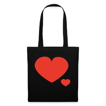 Cœur - Grand et Petit Cœur - Sac en tissu - noir - Devant