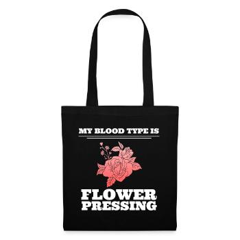 My Blood Type Is Flower Pressing Blumenliebhaber - Stoffbeutel - Schwarz - Vorne