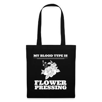 My Blood Type Is Flower Pressing Blumenliebhaber - Stoffbeutel - Schwarz - Vorne