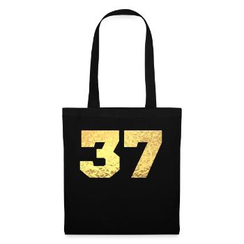 Number 37 Gold Glitter - 37th Anniversary - Tote Bag - black - Front