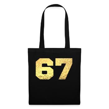 Nummer 67 Gold Glitter - 67. Jahrestag - Stoffbeutel - Schwarz - Vorne