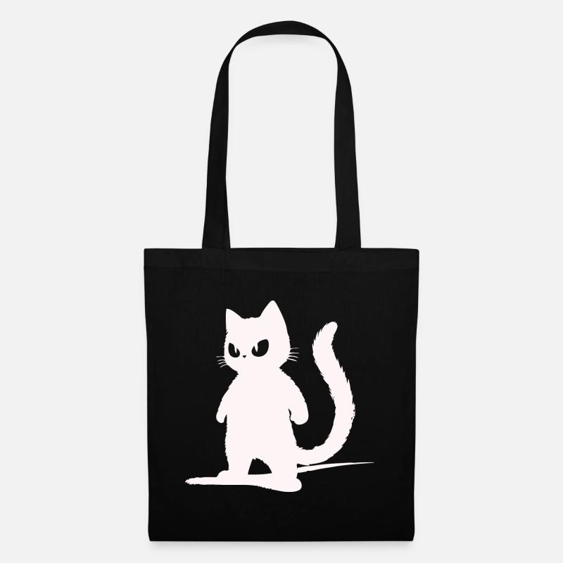 Coole weiße Katze Silhouetten Design - Stoffbeutel - Schwarz