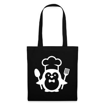Penguin Chef Silhouette Minimalist with Spoon - Tote Bag - black - Front