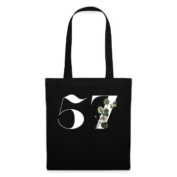 Nummer 57 Blumengrün - 57. Blumengeburtstag - Stoffbeutel - Schwarz - Vorne