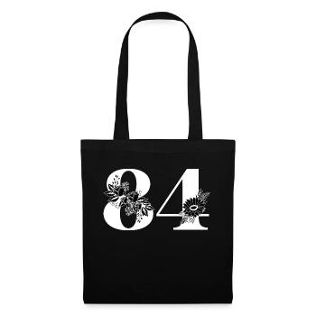 Number 84 Black Floral - 84th Floral Birthday - Tote Bag - black - Front