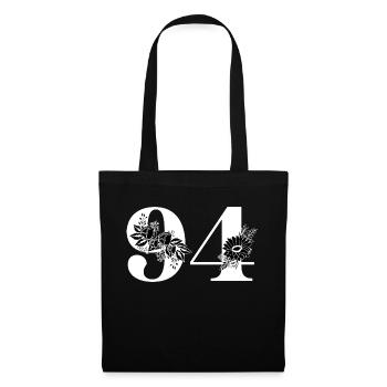 Numéro 94 floral noir - 94e anniversaire floral - Sac en tissu - noir - Devant