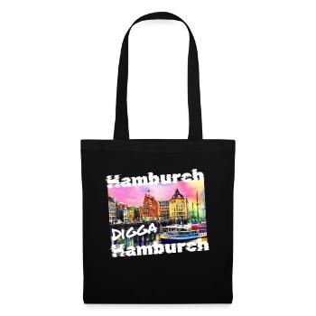 Hamburg Digga coole Hansestadt Hamburch Graffiti - Stoffbeutel - Schwarz - Vorne