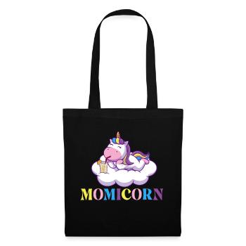 Momicorn - Regenbogen-Einhorn Mystische Kreatur - Stoffbeutel - Schwarz - Vorne