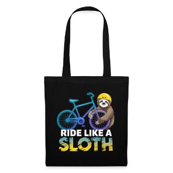 Faultier Biker mit Helm - Stoffbeutel - Schwarz - Vorne