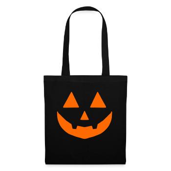 Halloween Kürbis Gesicht - Stoffbeutel - Schwarz - Vorne