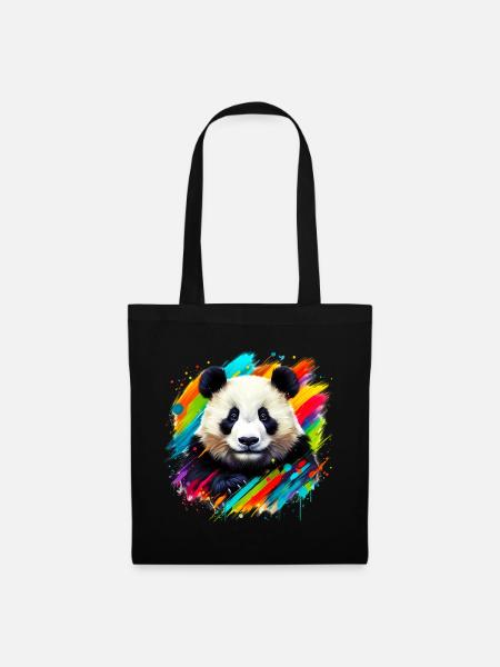 Panda - Stoffbeutel - Schwarz