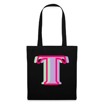 Lettre t multicolore - Sac en tissu - noir - Devant