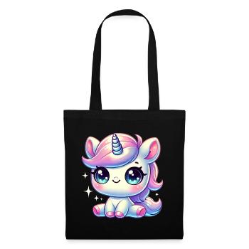 Super Cute Kawaii Baby Unicorn - Stoffbeutel - Schwarz - Vorne