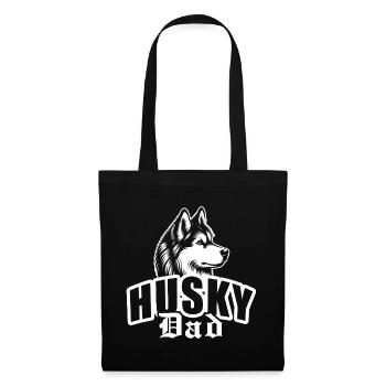 "Husky Dad" mit Hundekopf - Stoffbeutel - Schwarz - Vorne