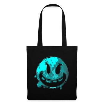Trick or Treat Visage avec des dents en turquoise - Sac en tissu - noir - Devant
