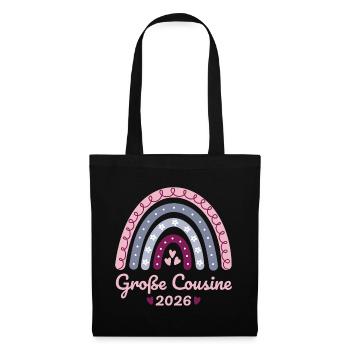 Große Cousine 2026 Regenbogen - Stoffbeutel - Schwarz - Vorne