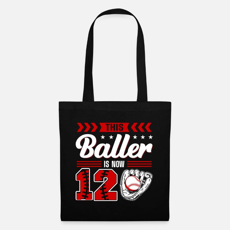 Jungen 12. Geburtstag - Baselball - Stoffbeutel - Schwarz