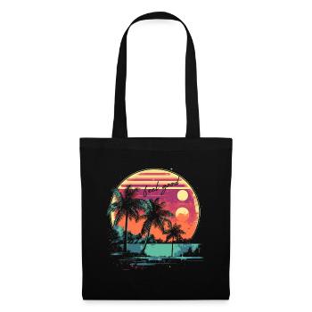 beach palmen feel good sunset - Stoffbeutel - Schwarz - Vorne