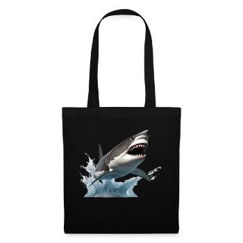 Requin sauteur – Sauvage et intrépide - Sac en tissu - noir - Devant