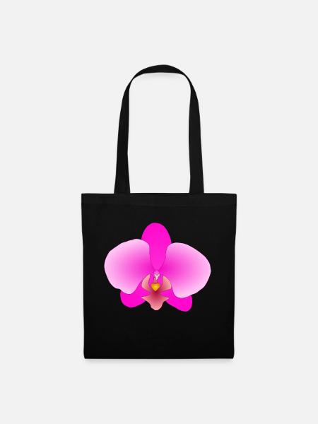 Rosa Orchidee - Stoffbeutel - Schwarz