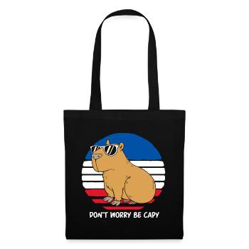 Dont Worry Be Capy Capybara - Stoffbeutel - Schwarz - Vorne