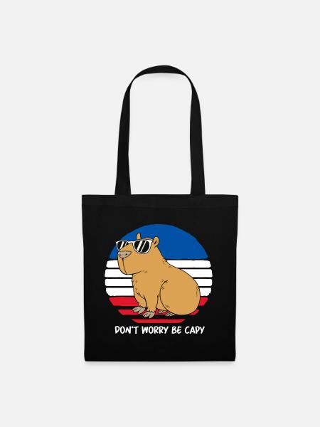 Dont Worry Be Capy Capybara - Stoffbeutel - Schwarz