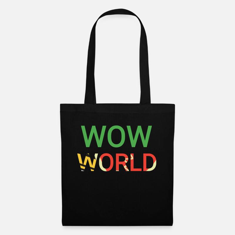 wow Welt bunter text - Stoffbeutel - Schwarz