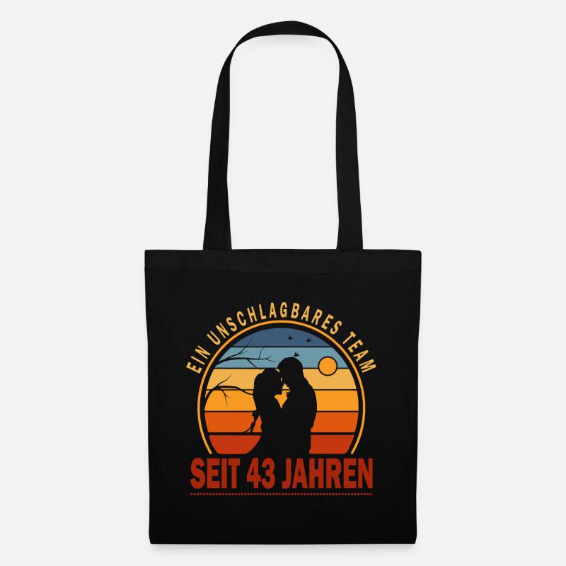 43 Jahre Beziehung Geschenk Ehemann Ehefrau - Stoffbeutel - Schwarz