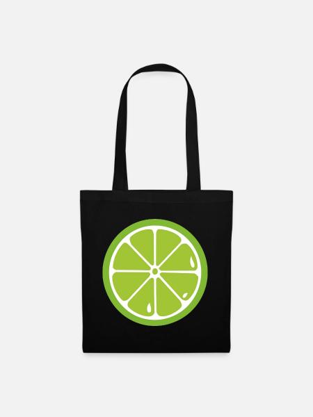 Limette Lime - Stoffbeutel - Schwarz