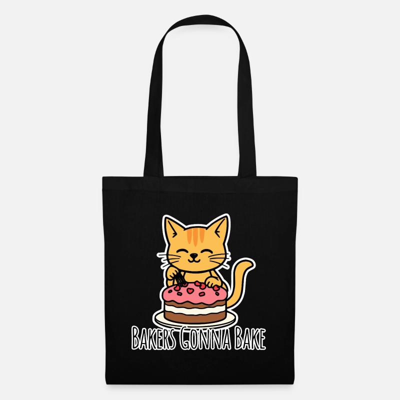 The cute baker cat bakes a cake! - Tote Bag - black