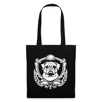 Bulldog Wappen mit Lorbeer - Stoffbeutel - Schwarz - Vorne